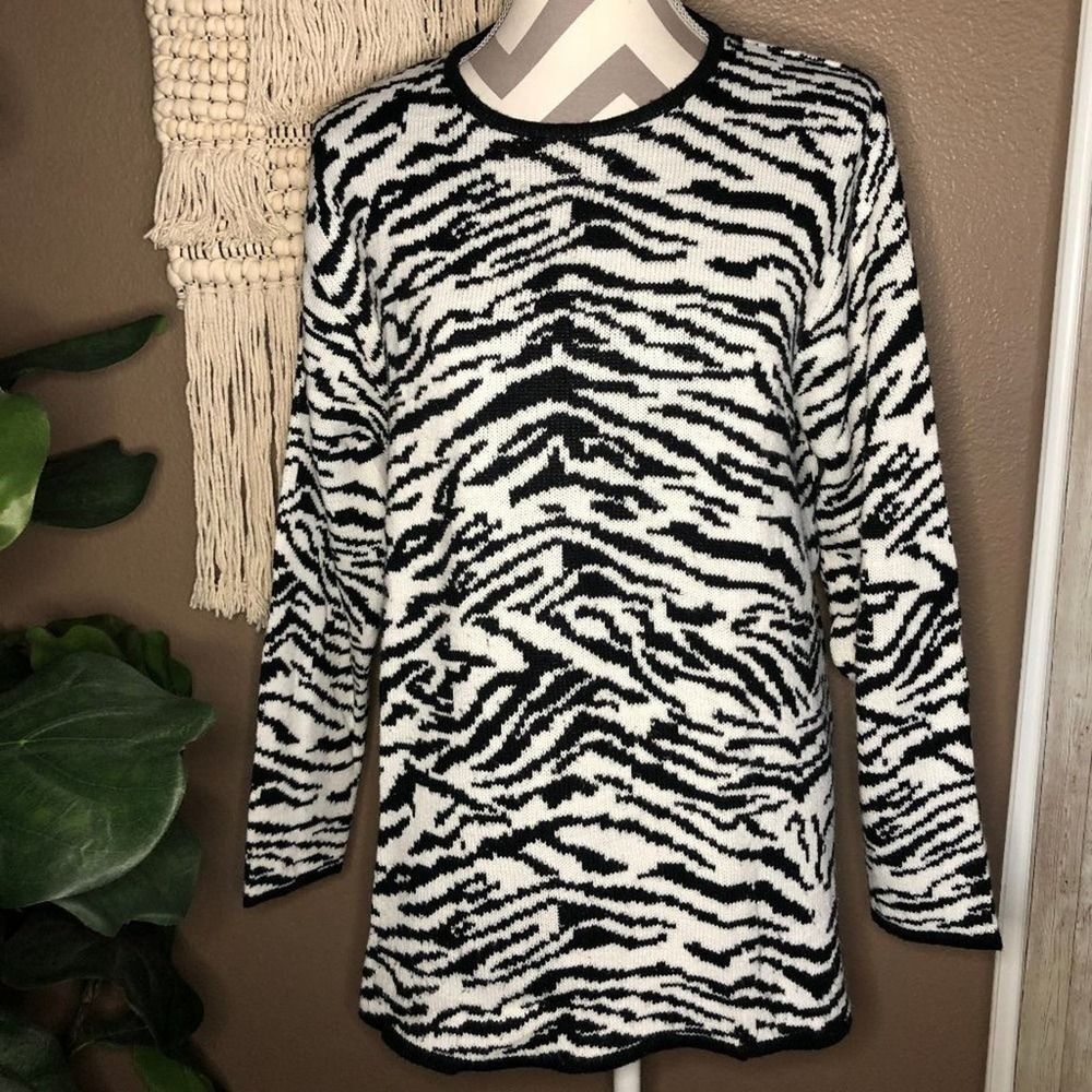 Vintage Carolyn Taylor Zebra Print Sweater